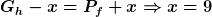 G_h-x=P_f+x\Rightarrow{x}=9